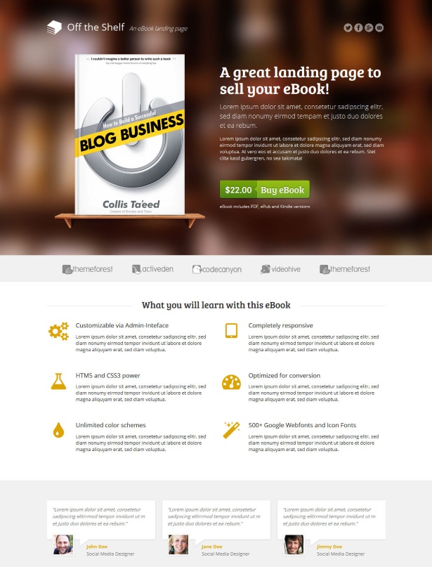 off the shelf landing page wordpress themes examples