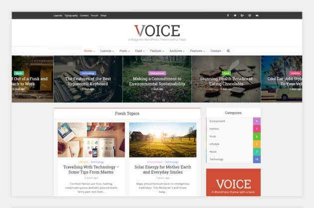 wordpress magazine themes voice screenshot