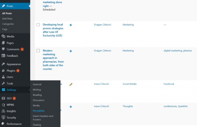 wordpress seo tips for bloggers wordpress dashboard screenshot