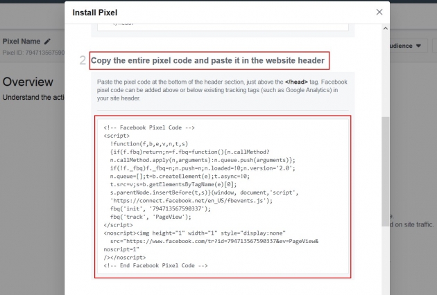 how-to-create-facebook-pixel-in-wordpress-copy-code-screenshot
