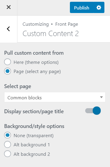 Custom content from any page Megaphone WordPress theme