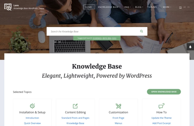 Lore - Elegant Knowledge Base WordPress Theme